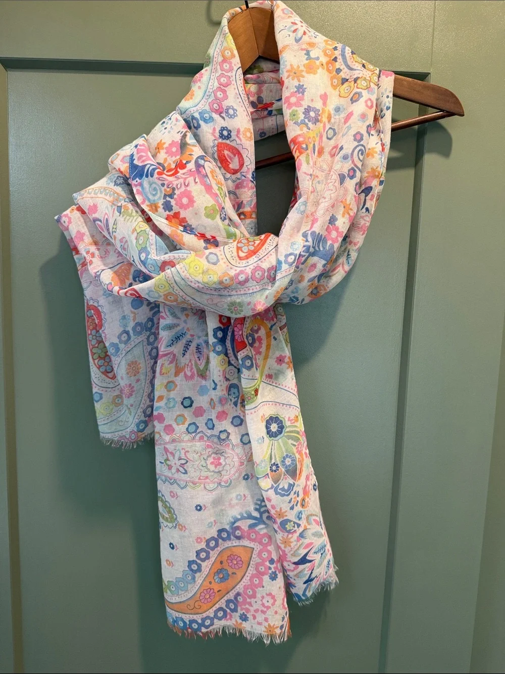 White Paisley Floral Women's Scarf